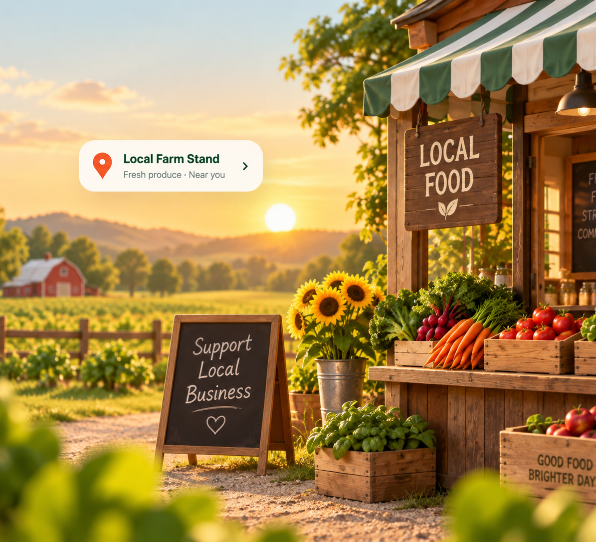 Local farm stand with fresh produce
